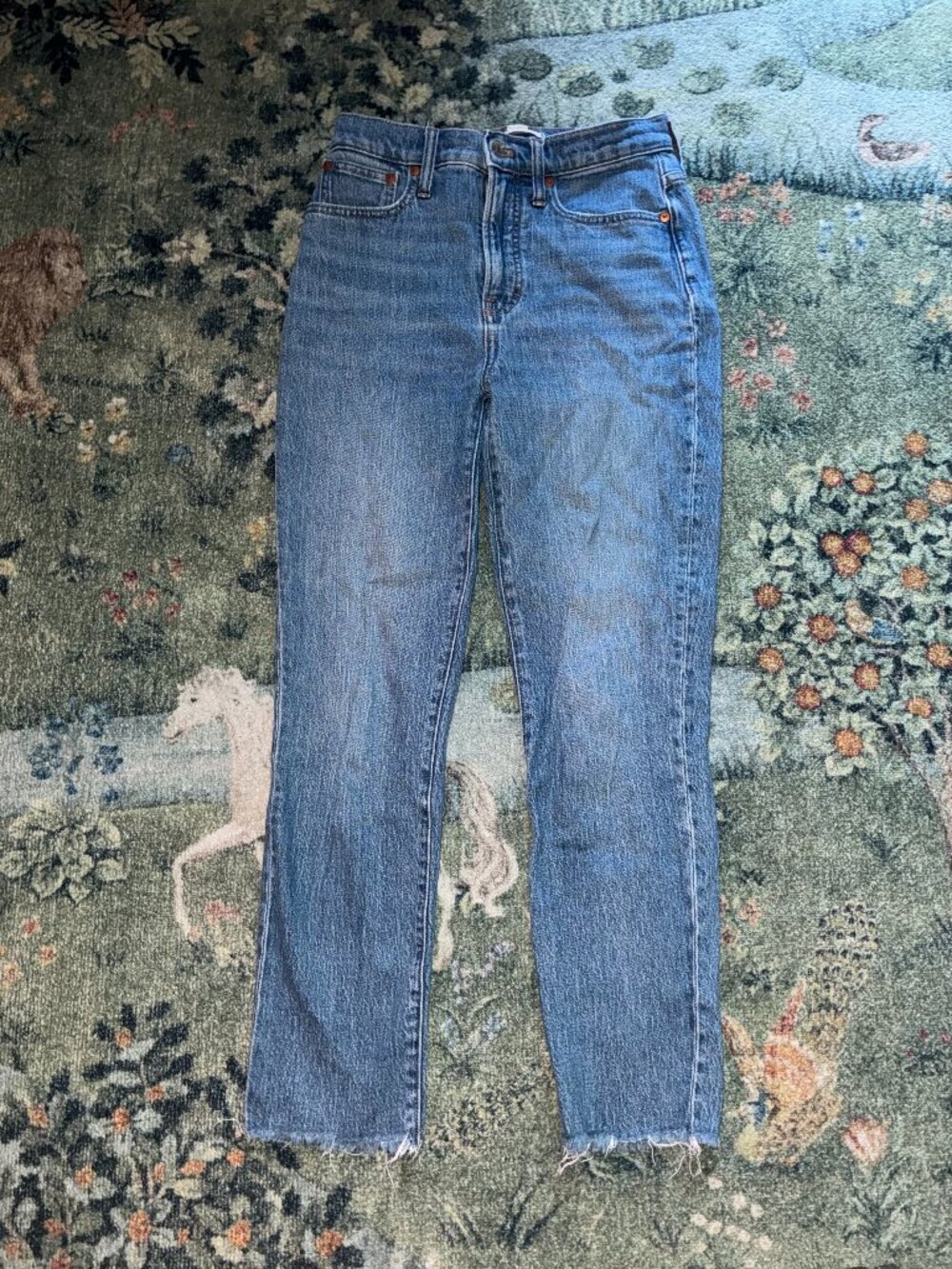 Madewell Size 25 High Rise Straight Leg Cropped Raw Hem Jeans